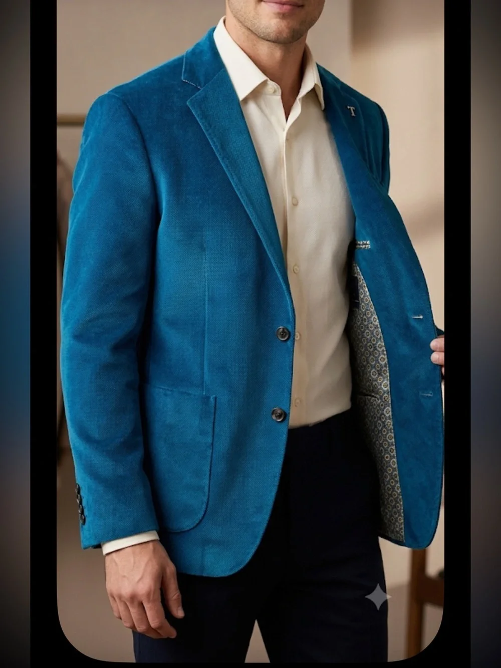Tailorbyrd Teal Velvet Sport Coat Blazer Men’s 38S